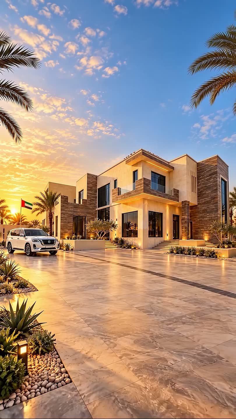 Design fly-through of a modern two-storey villa